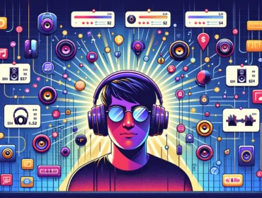 a music dashboard with prices for headphones