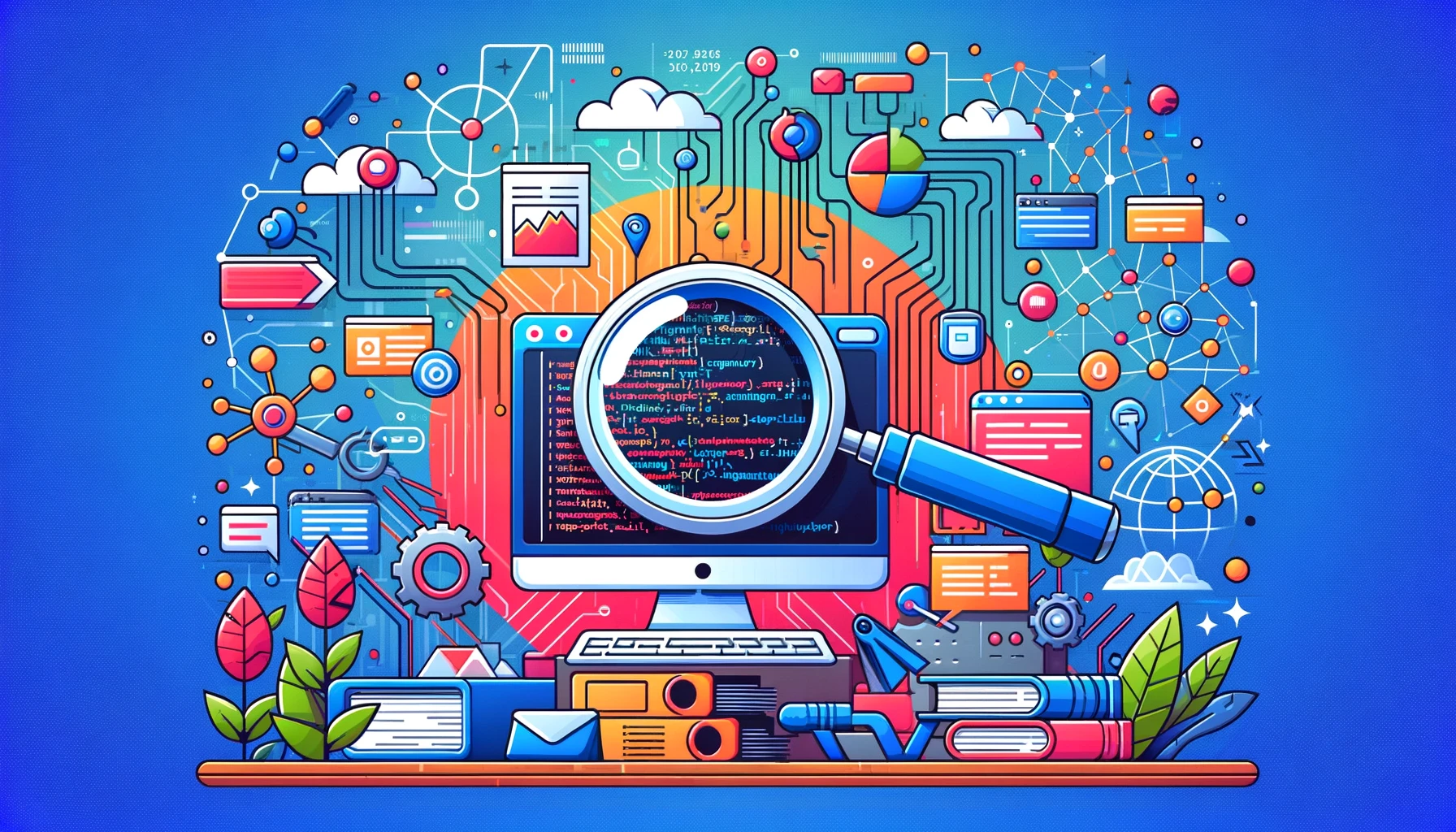 web scraping with a central focus on a screen displaying programming code